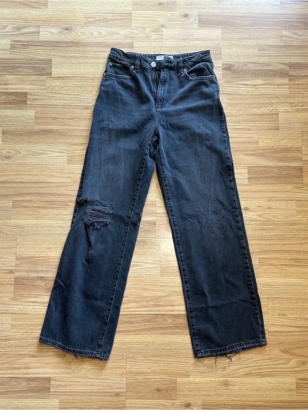 Garage Denim Black Washed Wide-Leg Jeans